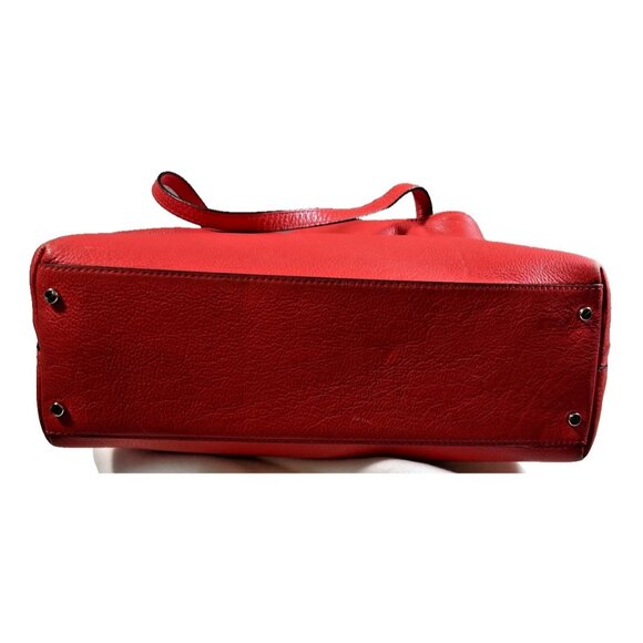 Kate Spade New York Red Pebbled Leather Tote Bag With Adjustable Bow Gold - Picture 5 of 10